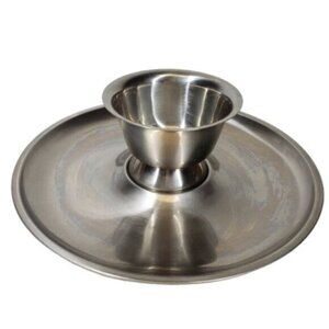 Oneida Stainless Chip and Dip Platter Bowl Simple Classic Party Celebrat…